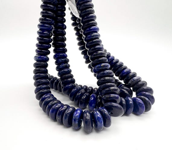 Natural Lapis Lazuli Rondelle Beads | 6x11mm Blue Gemstone Beads for Men Jewelry Making Supplies | Lapis Disc Beads RD47