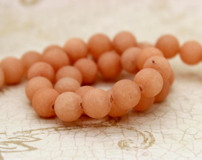 Orange Agate Beads, Matte Orange Agate Round Sphere 8mm Gemstone Beads - RN30