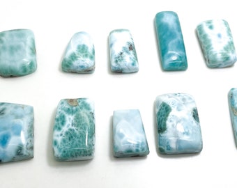 Natural Dominican Larimar Cabochons Rock Gemstone Round Small Oval Flat Rectangle Beads for Pendant Grade AAA - PGL01A