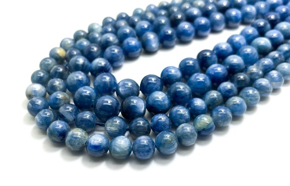 Natural Blue Kyanite High Quality AAA Polished Smooth Round Sphere Gemstone Beads - RN66A