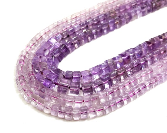 Natural Purple Amethyst Polished Smooth Triangle Heishi Transparent Gemstone Beads - (4mm x 6mm, 5mm x 8mm) - PG153