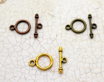 Bulk approx 50pcs 8mm x 11mm Small Round Shape Basic Toggle Clasps, Jump Ring, Necklace Clasp, Bracelet Clasp, Connectors, Jewelry Supplies