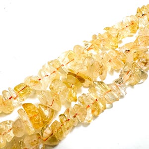 Natural Citrine Beads, Yellow Golden Citrine Flat Chips Nugget Assorted Size Gemstone Beads - PG80 image 2