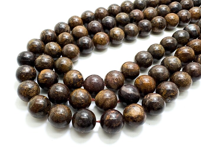 Natural Genuine Bronzite Smooth Polished Round Ball Sphere Gemstone Beads - PG298