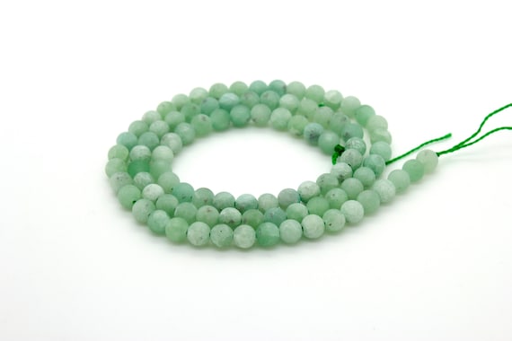 Burma Jade Beads, Natural Green Burma Jade Matte Round Sphere Ball  Gemstone Beads - RN39