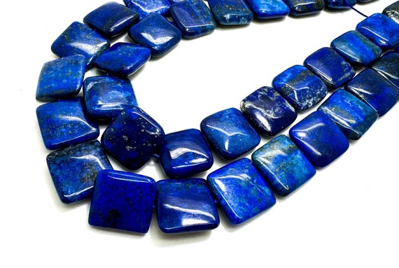 Lapis Lazuli Beads: Dark Blue Polished Square Gemstone (5mm-18mm)