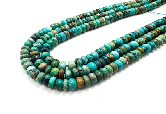 Blue Hubei Turquoise Rondelle Beads: Healing Gemstone Jewelry Supplies