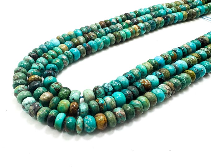 Blue Hubei Turquoise Rondelle Beads: Healing Gemstone Jewelry Supplies