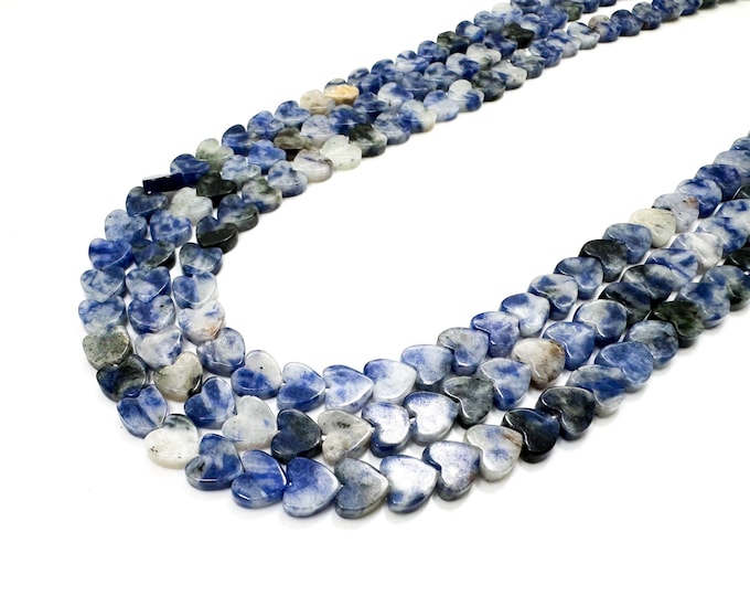 Sodalite Heart Beads: 6mm Flat Blue Gemstone for Jewelry