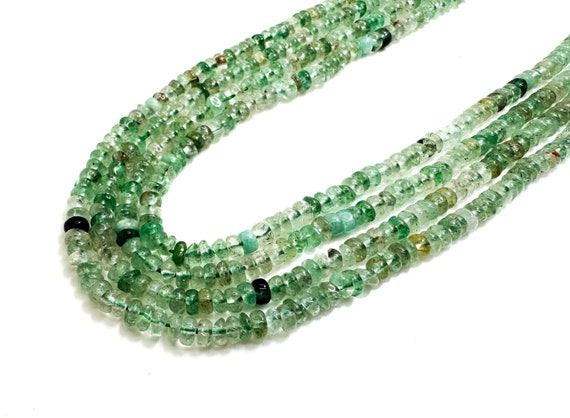 Natural Green Prehnite Rondelle Beads: Polished Gemstone, 2mm x 4mm