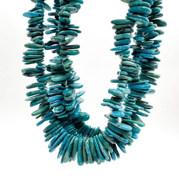 Arizona Kingman Turquoise Graduated Slice Slab Teardrop Pear Beads – Natural Blue Turquoise - PGS370TQ12