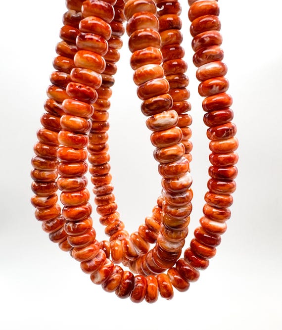 AAA Natural Orange Spiny Oyster Rondelle Disc Round Polished 12mm Gemstone Beads - SO39