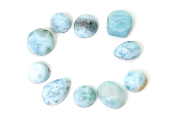 Natural Larimar Cabochon - 10 pcs Chips Rock Stone Gemstone Variety Tear Drop Shape Beads for Ring Necklace Pendant Jewelry Making - PGL47