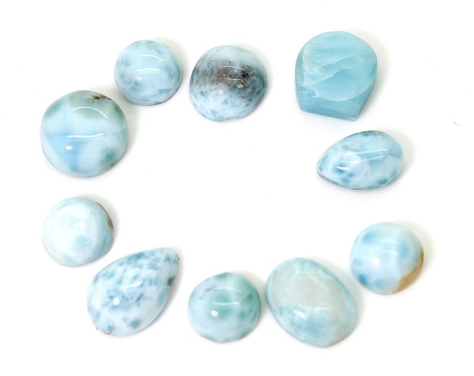 Natural Larimar Cabochon - 10 pcs Chips Rock Stone Gemstone Variety Tear Drop Shape Beads for Ring Necklace Pendant Jewelry Making - PGL47