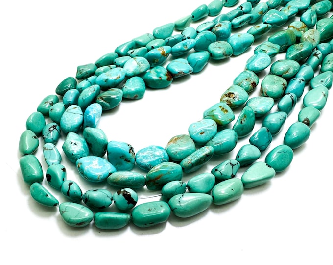 Kingman Turquoise Nugget Beads • Natural Blue-Green Gemstone Nuggets for Jewelry Making - PGS413
