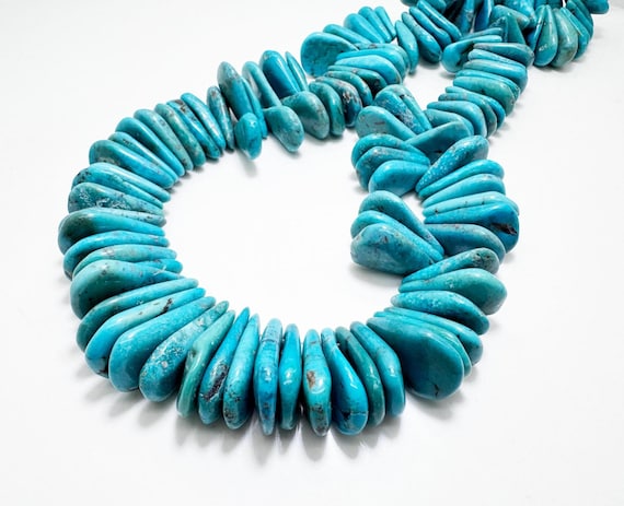 Arizona Kingman Turquoise Slice Beads – | Natural Blue Turquoise Teardrop Pear Gemstone | 15.5" Strands PGS370TQ05