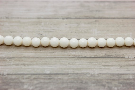 Collier De Perles En Corail Blanc Naturel D'Italie - Perles Rondes, Réglable - 16 Pouces - Artisanal