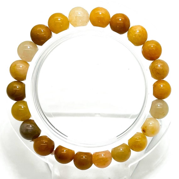 Yellow Carnelian Agate Gemstone Beads Size 6mm 8mm 10mm Stretch Elastic Cord Bracelet - PGB25
