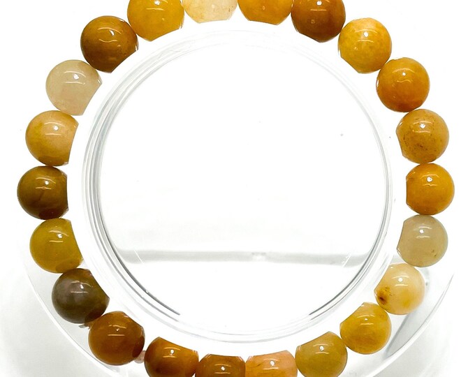 Yellow Carnelian Agate Gemstone Beads Size 6mm 8mm 10mm Stretch Elastic Cord Bracelet - PGB25