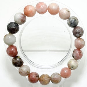 Natural Rhodonite Gemstone Beads Size 6mm 8mm 10mm Gemstone Stretch Elastic Cord Handmade Bracelet