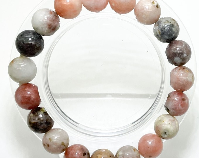 Natural Rhodonite Gemstone Beads Size 6mm 8mm 10mm Gemstone Stretch Elastic Cord Handmade Bracelet PGB52