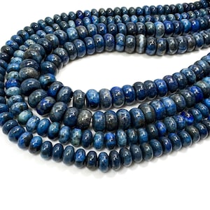 Perline di lapislazzuli autentiche, lapislazzuli naturali di alta qualità, rondelle lisce, pietre preziose sciolte rotonde da 4 mm x 6 mm, perline da 5 mm x 8 mm - RD04A