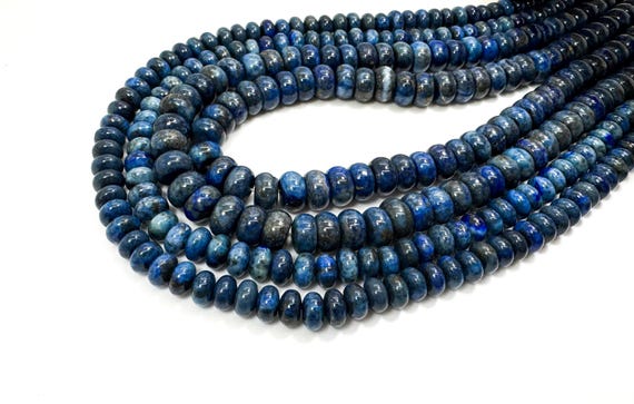 Genuine Lapis Lazuli Beads, Natural High Grade Lapis Smooth Rondelle Round Loose Gemstone 4mm x 6mm, 5mm x 8mm Beads - RD04A
