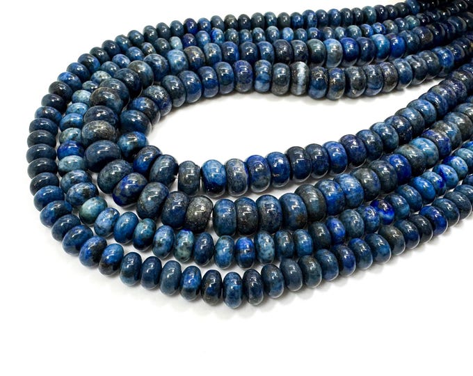Genuine Lapis Lazuli Beads, Natural High Grade Lapis Smooth Rondelle Round Loose Gemstone 4mm x 6mm, 5mm x 8mm Beads - RD04A