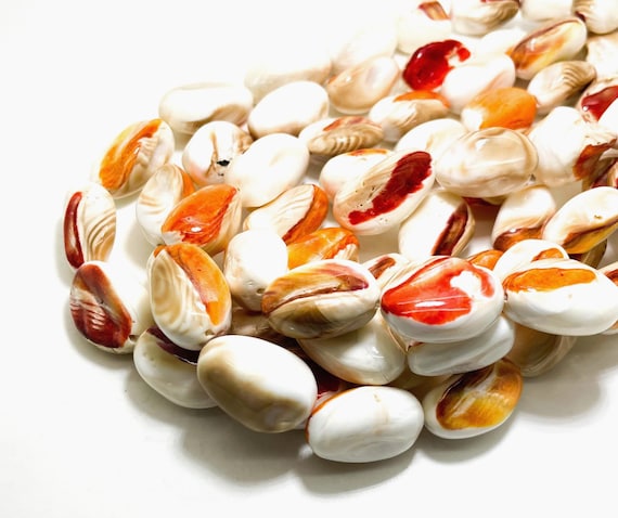 Genuine Native America Spiny Oyster Purple Orange Shell Large Nugget Polished Beads - PG223