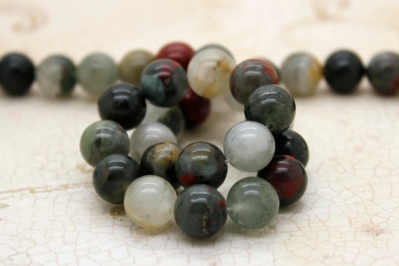 Natural Bloodstone Smooth Round Gemstone Beads (4mm 6mm 8mm 10mm) - PG297