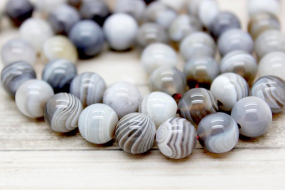 Natural Botswana Agate Smooth Polished Round beads Gemstone (4mm 6mm 8mm 10mm) - PG06