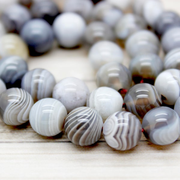 Natural Botswana Agate, High Quality AAA Botswana Agate Smooth Polished Round Loose Beads Gemstone (4mm 6mm 8mm 10mm) - PG06