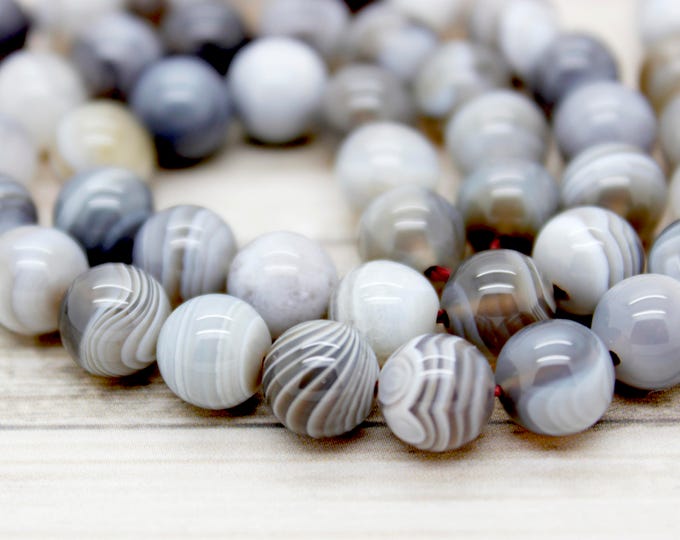 Natural Botswana Agate Smooth Polished Round beads Gemstone (4mm 6mm 8mm 10mm) - PG06