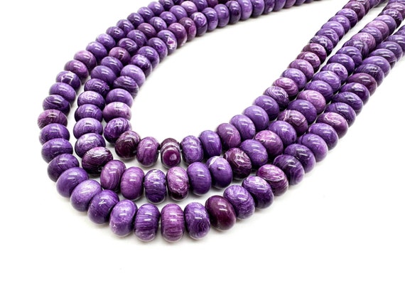 Dyed Purple Charoite Gemstone Beads: Polished Rondelle, 15.5" Strand