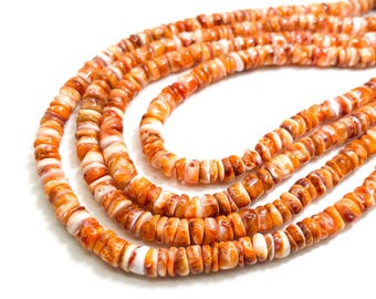 Rondelle d'huîtres épineuses oranges naturelles AAA, disque, perles Heishi polies 5 mm, tailles assorties - SO29
