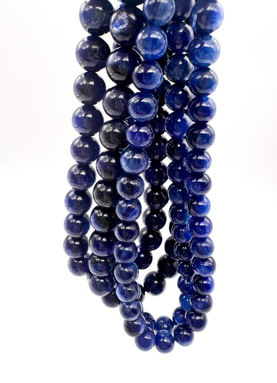 AAA Natural Royal Blue Kyanite Round Beads 8mm 10mm High Grade Deep Blue Gemstone Beads for Jewelry Making Supplies - RN66B
