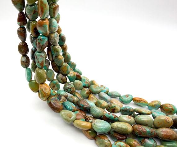 Natural Hubei Turquoise Beads Freeform Nugget Pebble Blue Green Brown Matrix Untreated Gemstone Beads 10x15mm Strand Jewelry Making WHTQ19