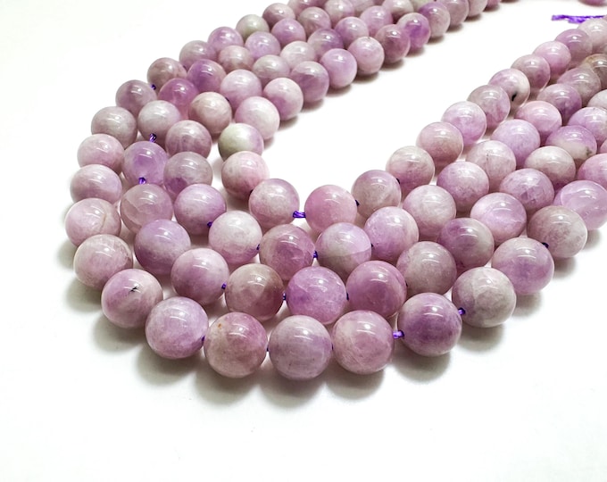 Kunzite Beads, Natural Purple Kunzite Smooth Polisehd Round Gemstone Beads (9mm 11mm 13mm 14mm) - PG25
