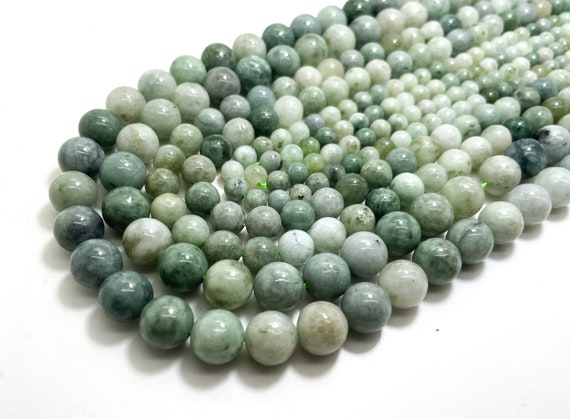 Collana In Giada Naturale Lavanda 8mm - Perle Tonde Vere, Qualità AAA, Lunghezza 20'' - Fatte A Mano