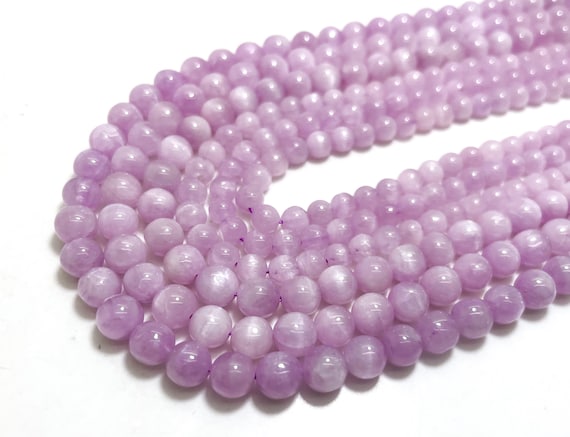 Grade AAA High Quality Natural Kunzite Smooth Polished Round 5mm 6mm 9mm Purple Gemstone Beads - RN170