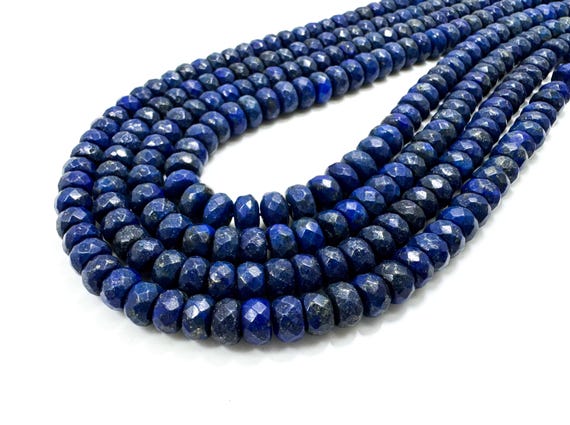 Natural Blue Lapis Iazuli Faceted Rondelle Gemstone Beads (2mm x 4mm, 4mm x 6mm, 5mm x 8mm, 6mm x 10mm) - PG73