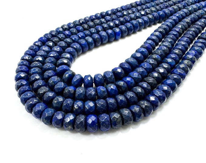 Natural Blue Lapis Iazuli Faceted Rondelle Gemstone Beads (2mm x 4mm, 4mm x 6mm, 5mm x 8mm, 6mm x 10mm) - PG73