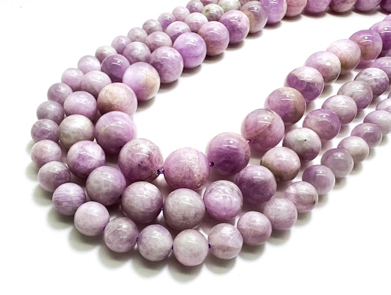 Natural Kunzite Beads, Purple Kunzite Smooth Round Gemstone Beads (5mm 6mm 8mm 10mm 12mm 14mm) - RN11