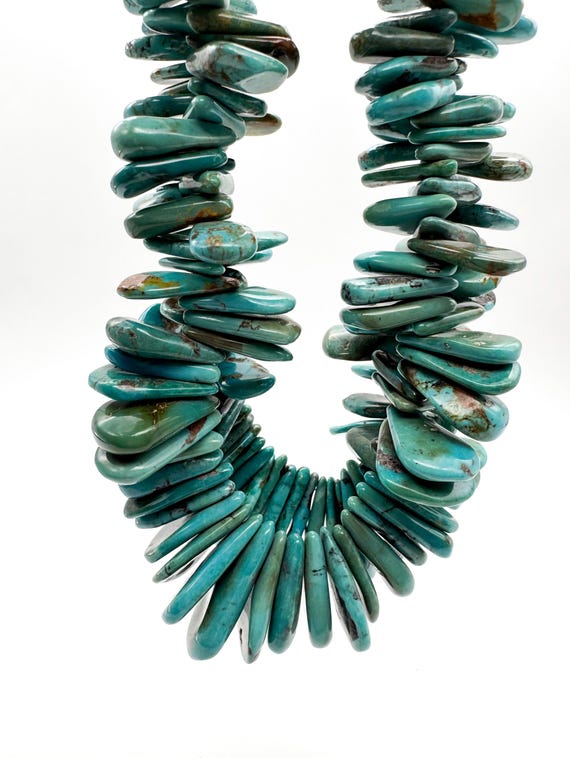 Arizona Kingman Turquoise Slice Beads – | Natural Blue Turquoise Teardrop Pear Slab Gemstone | 15.5" Strands PGS370-11