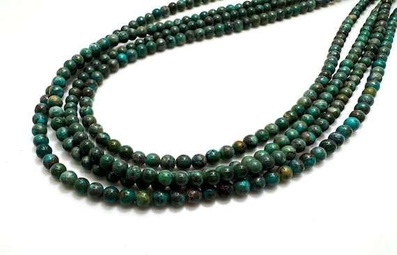 Natural Turquoise Beads: 4mm Smooth Round Gemstone - 15.5" Strand