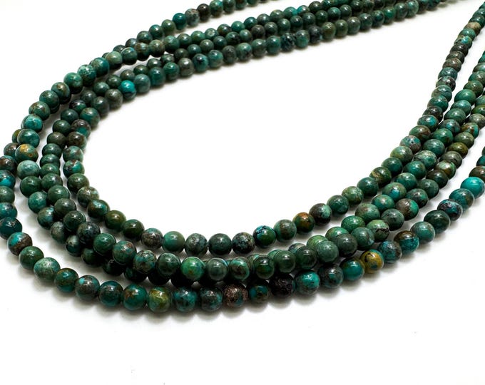Natural Turquoise Beads, Genuine Turquoise Smooth Round Sphere Ball Gemstone Beads (4mm) - PGS284
