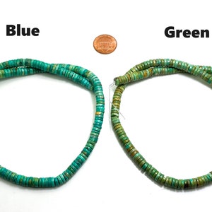 Natural Green/Blue Turquoise Polished Smooth Heishi Rondelle 2mm x 6mm Gemstone Beads PGS367 16 Strand image 3