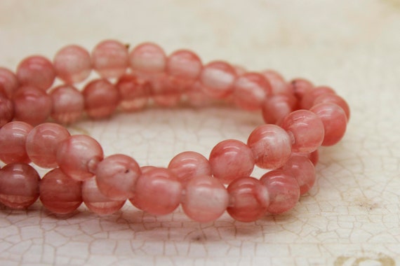 Pink Cherry Quartz Smooth Round Gemstone 8mm 10mm 12m Beads (8" strand - 2.5 mm hole) - 8RN23