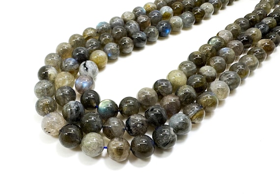 Natural Labradorite Round Beads – Mystical Flash & Depth Gray Smooth Polished Round Sphere Gemstone Beads (4mm 6mm 8mm 10mm 12mm) - PG01