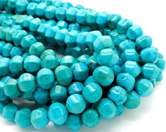 Blue Howlite Rondelle Faceted Natural Gemstone Loose Beads 11mm x 12mm - RDF61